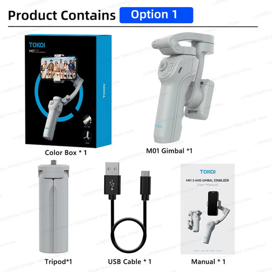 FlexShot – Three-Axis Foldable Gimbal Stabilizer with Fill Light & Tripod