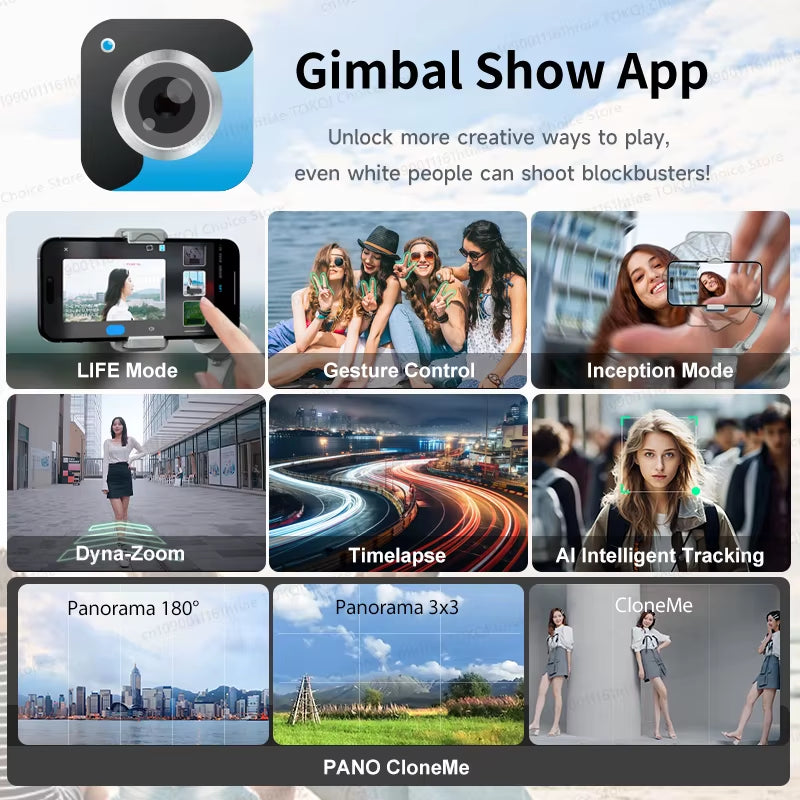 FlexShot – Three-Axis Foldable Gimbal Stabilizer with Fill Light & Tripod